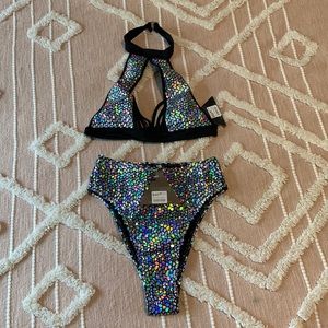 Shiny high waisted swimsuit set - brand new with tags - never worn - Roma brand